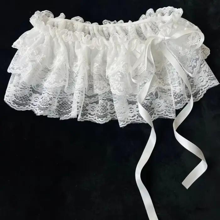 Jupe portefeuille en dentelle pour femmes, nouvelle mode, jupe peplum haute et basse pour danse Jazz