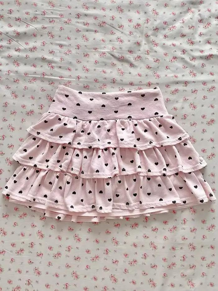 Kimutomo – Mini jupes pour femmes, imprimées à pois, à volants, patchwork, élégantes, décontractées,