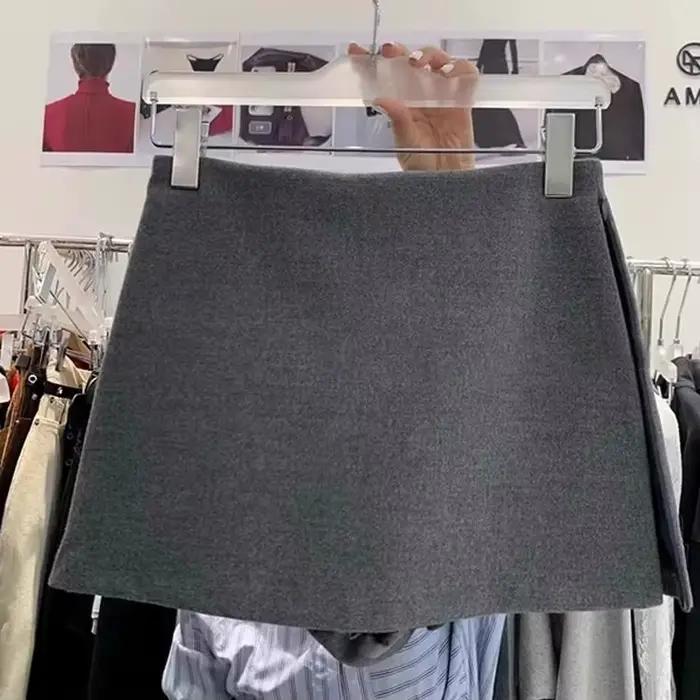 Jupe en laine à fermeture éclair latérale, jupe de hanche en forme de A, taille haute, automne et hi