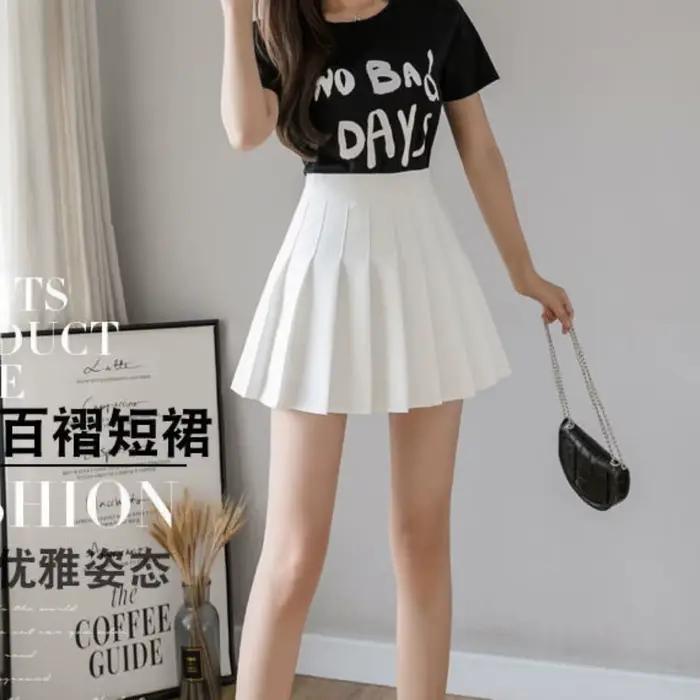 Nouvelle jupe plissée blanche pour femme, taille haute, fermeture éclair, style Lolita, mini-jupe JK