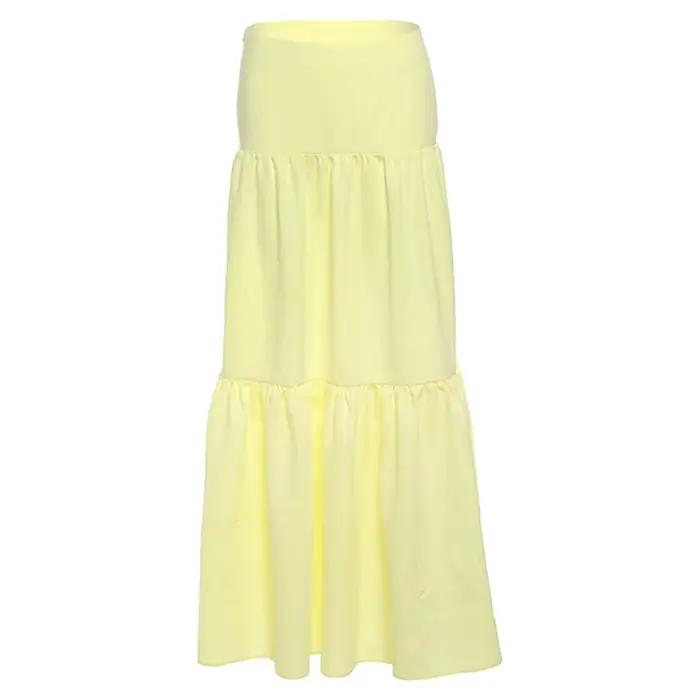 Puloru – jupe longue plissée taille haute pour femmes, douce, ample, fluide, froncée, pour Streetwea