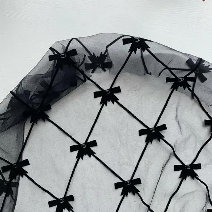 Lolita – tissu en dentelle avec nœud noir, jupe en Tulle, accessoires de matériel de Couture pour fe