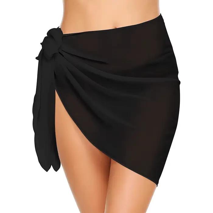Mini jupes à volants pour femmes, robe de plage, Sarongs courtes, couleur bonbon, jupe de bain pour 