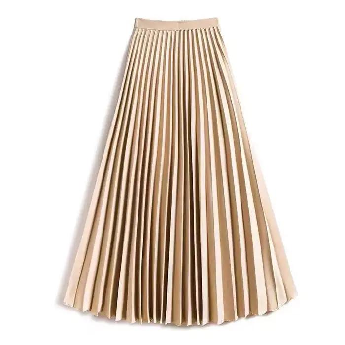 Jupe plissée taille haute élégante, robe longue polyvalente de Style princesse pour printemps et été
