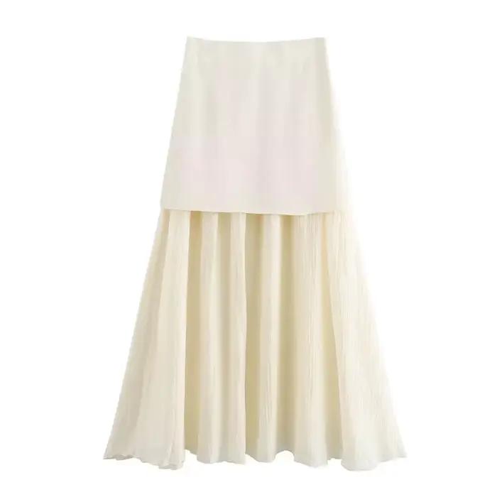 Jupe longue élégante unie pour femme HH, taille haute avec fermeture éclair, idéale pour les rendez-