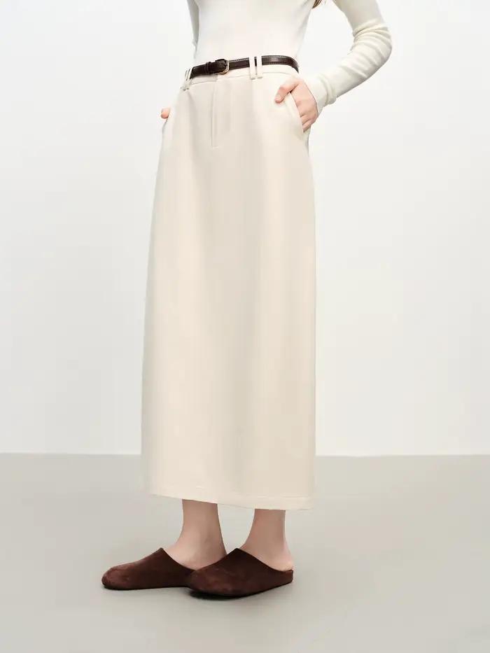 FSLE – jupe droite Extra longue en coton pour femmes, nouveau Style avec ceinture, pour les déplacem