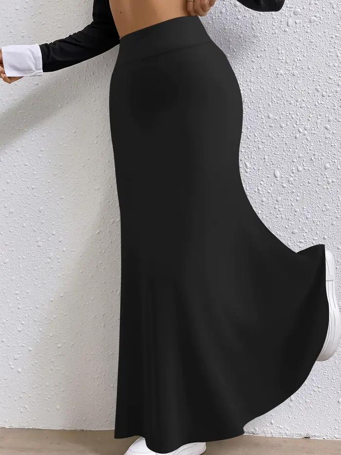 Jupe longue cintrée unie, taille haute stabilisée, indispensable pour les trajets quotidiens, idéale