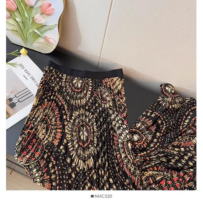 Jupes de plage imprimées bohème pour femmes, taille haute, fluide, ligne a, jupe Maxi plissée pour v