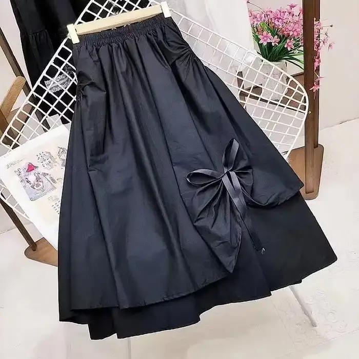 Jupe midi asymétrique pour femme, taille élastique, superposée, coupe trapèze, décontractée