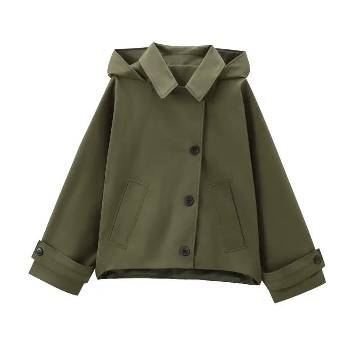 MUJER Trench Coat à capuche pour femme Coupe-vent à manches longues pour femme Nouveau en manteaux e