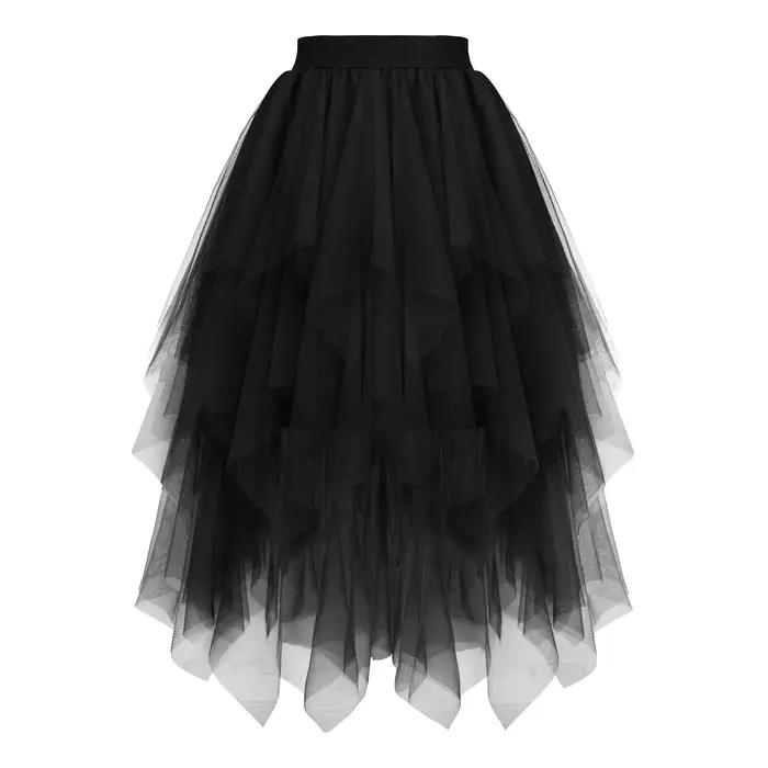 Jupe de soirée en Tulle pour femmes, jupe irrégulière multicouche, taille élastique, ligne a, Tutu, 