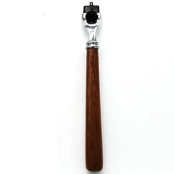 Poignées de rasoir manuelles à long manche en bois pour hommes pour lames de rasoir Mach 3, support 