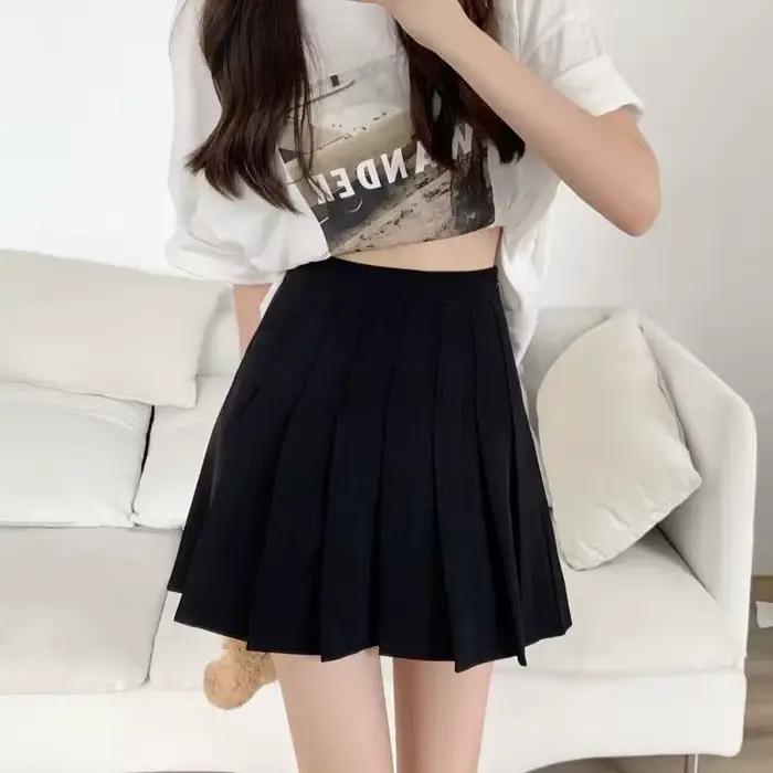 Jupe plissée pour femme, taille haute, mini-jupe trapèze, jupe uniforme JK pour écolière, jupe skate