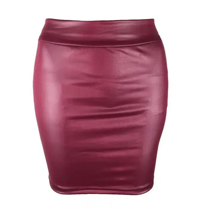 Mini-jupe en similicuir taille haute pour femme, coupe couvertes, moulante, confortable, batterie Co