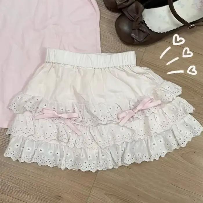 Jupe courte Y2K Harajuku mignonne et douce, style kawaii avec dentelle et volants, style japonais pr