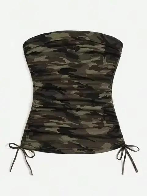 Jupe plissée douce et cool, design de camouflage américain, sens de la mode, haut tubulaire de camou