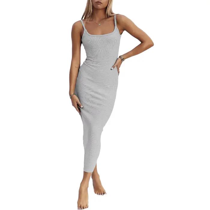 Robe Maxi dos nu pour femmes, sans manches, moulante, Sexy, dos ouvert, découpe, longue, élégante, r