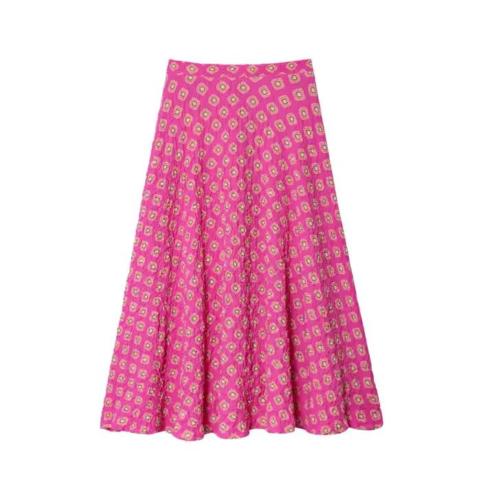 Jupe midi imprimée style doux et épicé, mode féminine polyvalente, nouvelle collection KAOPU Automne
