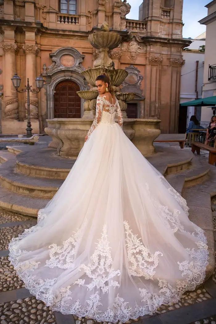 Jupe longue détachable de luxe pour robe de mariée, avec des Appliques en dentelle, en Tulle doux, a