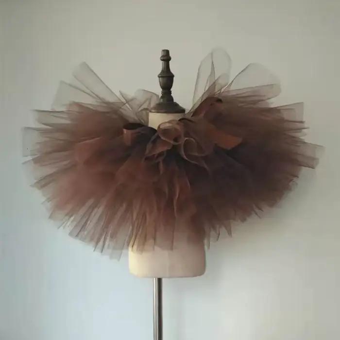 Jupe tutu couleur marron café pour enfants, costume de filles, jupe tutu faite à la main, vêtements 