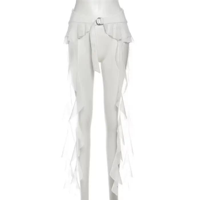 Jupe cache-cœur à boucle réglable, taille haute, couleur unie, mini-jupe froncée à ourlet irrégulier