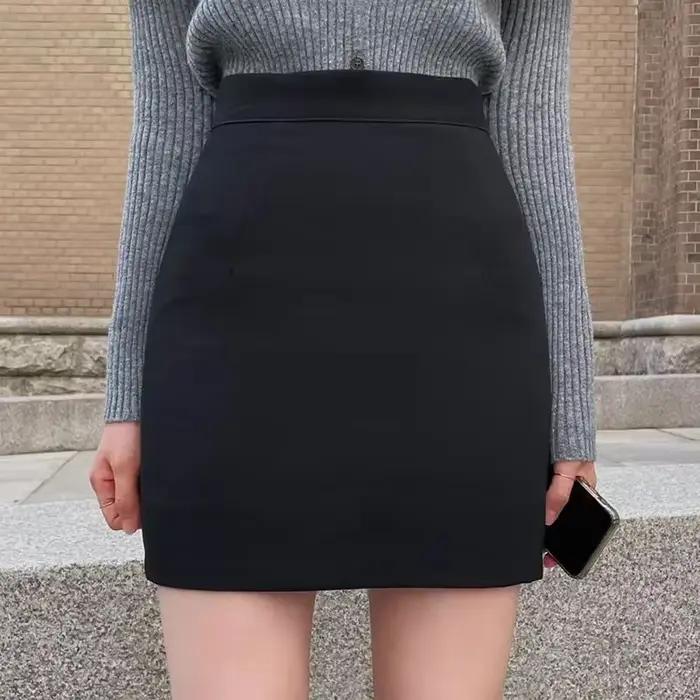 SMVP 2025 noir gris femmes Mini jupe mode coréenne taille haute OL bureau paquet hanche jupes dames 