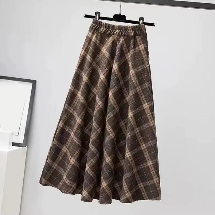 Jupe à carreaux pour femmes, Vintage, ligne a, grande jupe trapèze, jupe longue taille haute