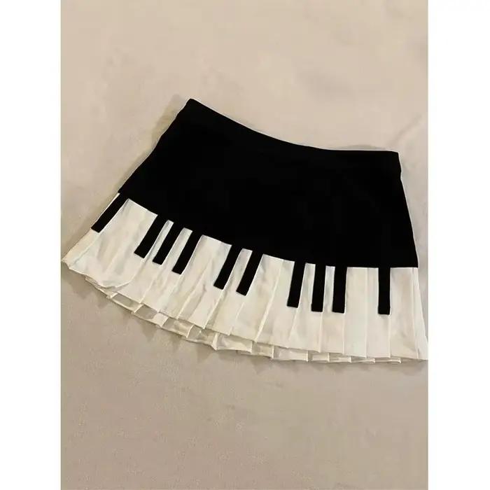Demi-jupe de Piano rétro américain noir et blanc pour femmes, nouveau Design d'été, taille haute, co