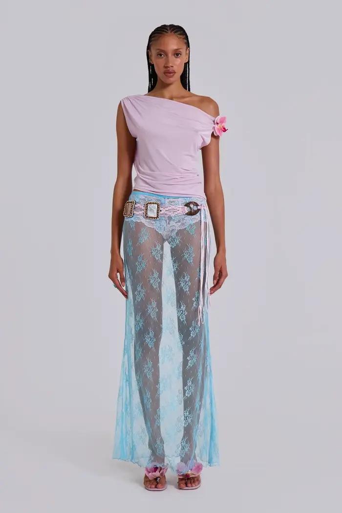 Nouveau Jupe de plage d'été pour femmes jupe longue florale en dentelle transparente pour la photogr