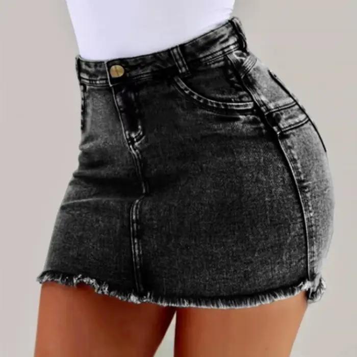 2025 Mini jupe femmes lavage Mini femme jupes courtes été femmes Sexy Denim jupe jupes pour femmes g