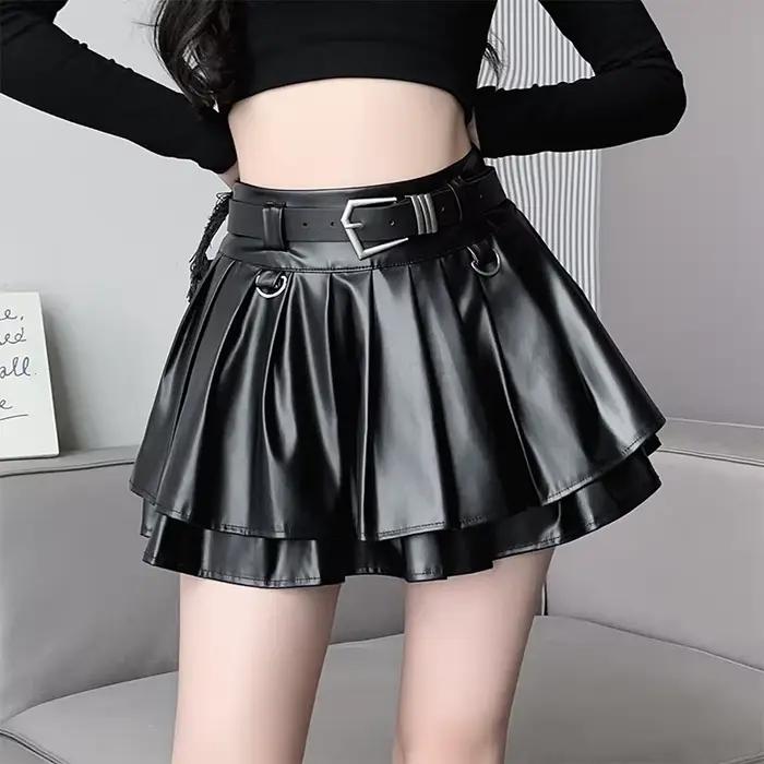 Mini jupe trapèze argentée vintage pour femme, esthétique des années 90, Y2K, jupe plissée, punk Har