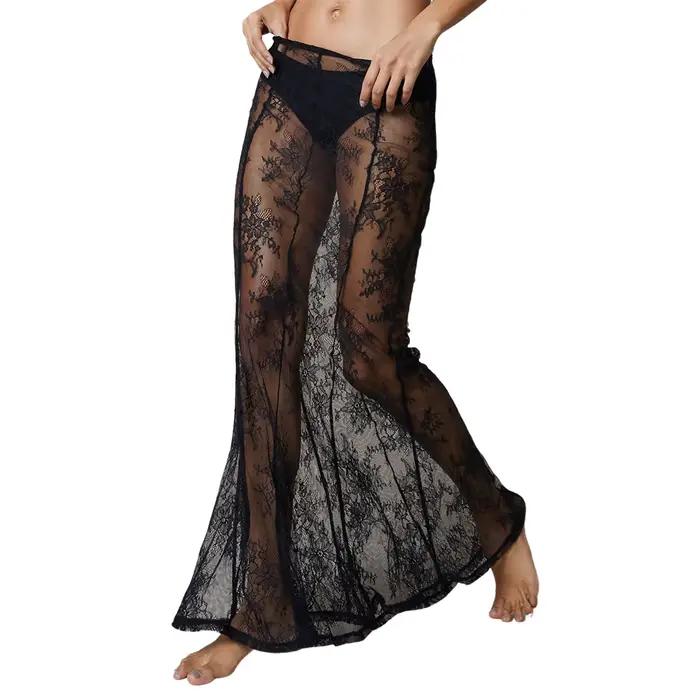 Jupe d'été en dentelle transparente pour femmes, longue jupe de Cocktail tendance pour Bar, plage, f