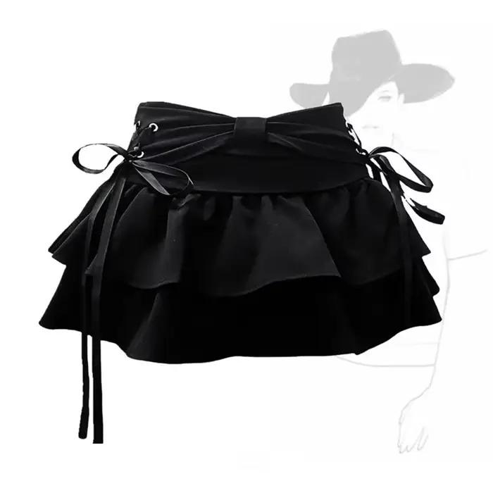 Mini jupe en jean gothique pour femmes, Streetwear américain, Vêtements sexy, Ligne A, Vintage, Noeu