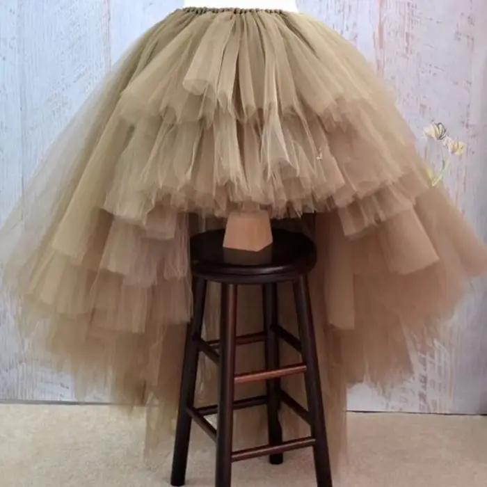 Jupes en Tulle à couches uniques pour femmes, personnalisées, bouffantes, asymétriques, pour adultes