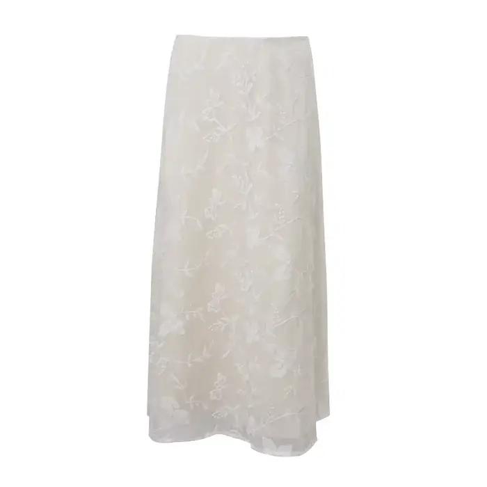 Élégant français a-ligne maille mode jupes longues Vintage taille haute décontractée printemps été s
