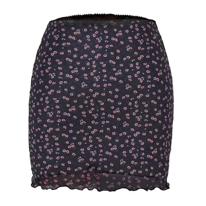 Jupe femme imprimé fleuri maille Double couche taille haute Mini jupes femmes 2025 nouvel été Street