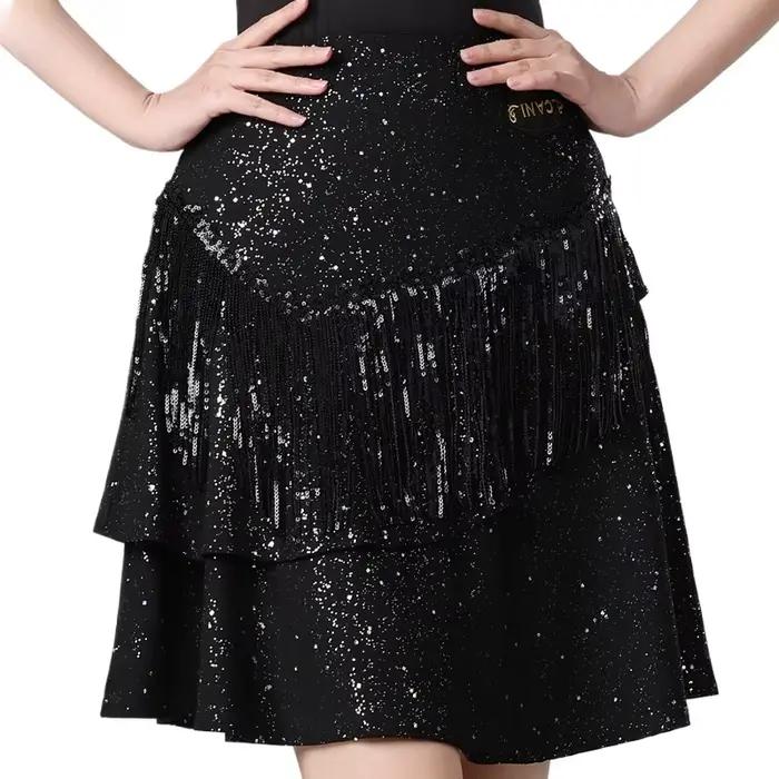 Jupe demi-corps de danse latine pour femmes, robe d'entraînement, nouvelle collection été, paillette