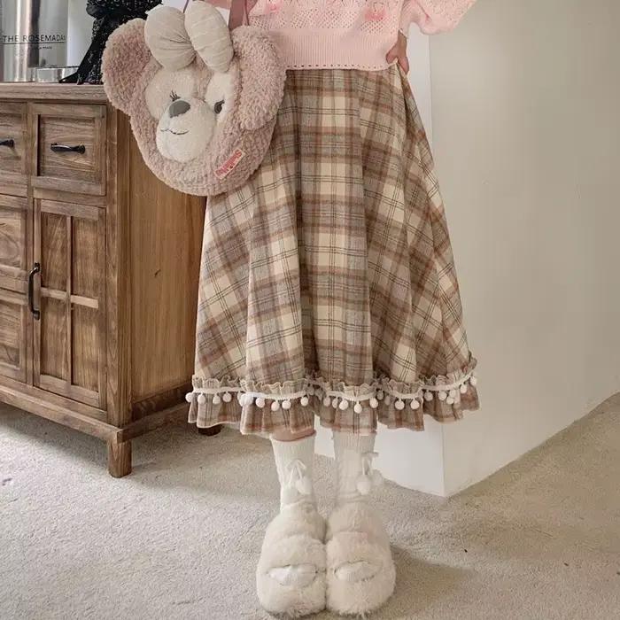 Jupe à carreaux pour femmes, douce et mignonne, Vintage français, Style Preppy, assortie avec tout, 