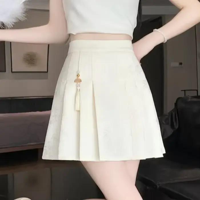 Jupe Jacquard de Style Chinois pour Femme, Polyvalente et à la Mode en Début d'Automne, Amincissante