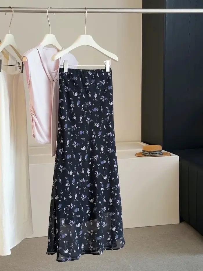 Jupes Vintage en Mousseline Florale pour Femmes 2026 Nouvelle Mode Amincissante Moulante Effet Hanch