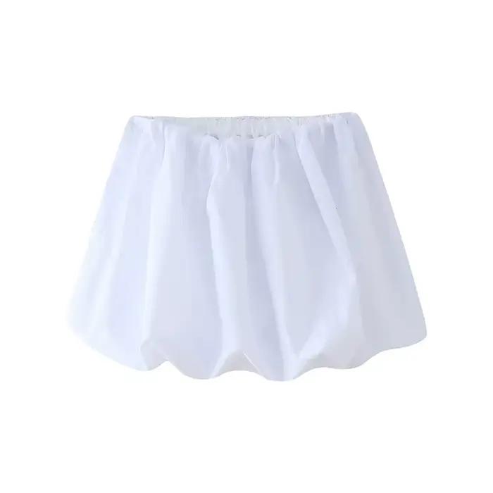 Mini jupe ballon pour femmes, taille mi-élastique, ourlet volumineux, jupes féminines, mode