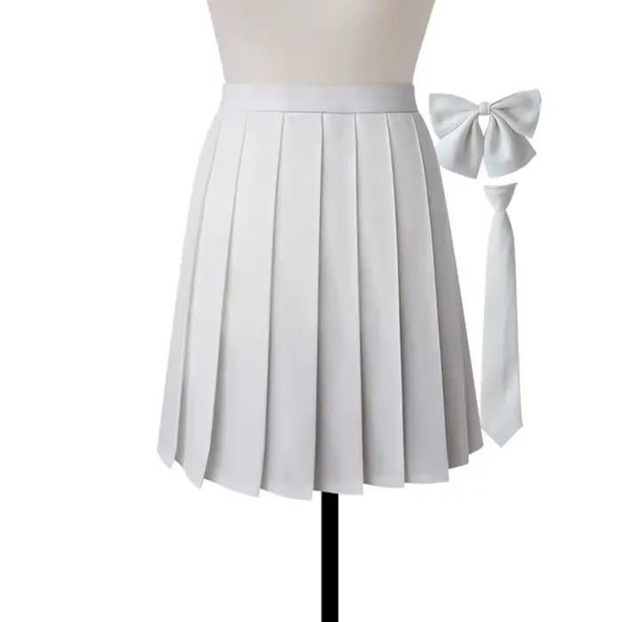 Jupes mi-longues femmes été école japonaise jupes plissées taille haute Kawaii mignon rose Jupe à ca