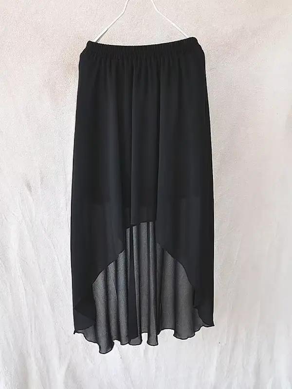 SETWIGG-Jupe Longue Plissée en Mousseline de Soie, Style Bohème, Ourlet Plongeant, Taille artificiel
