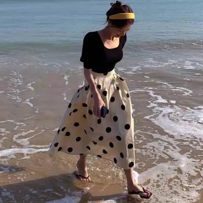 Jupe patchwork à pois mignons pour femmes, jupes féminines Kawaii, vêtements de style coréen Harajuk