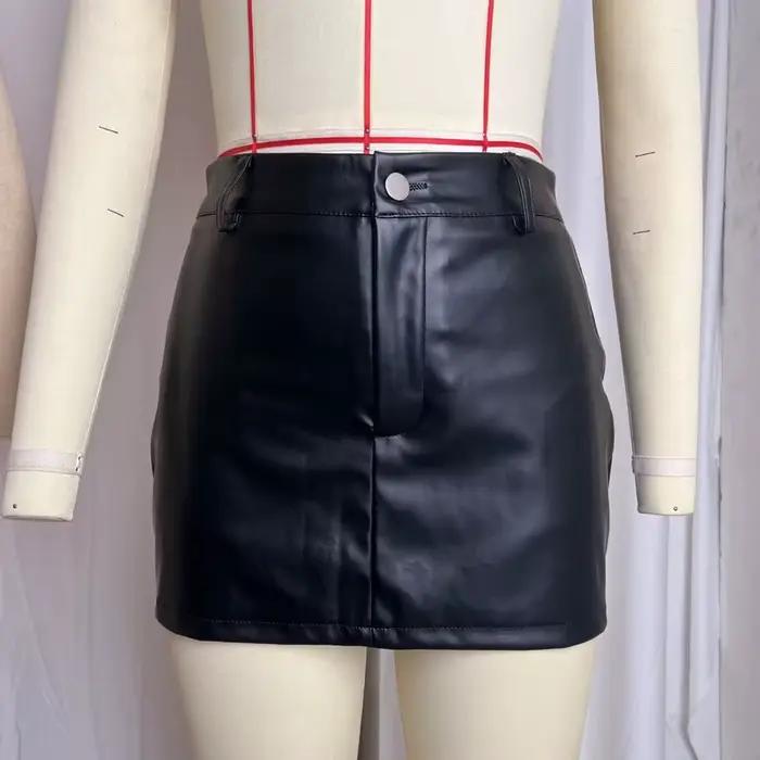 Jupe courte en cuir PU noir pour femme, nouvelle collection Spice Girl, sexy, style short en cuir