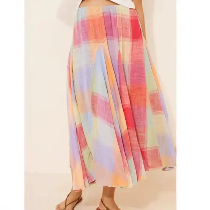 Jupe plissée à carreaux colorés pour femmes, élégante, Y2K INS Mori Girl, taille haute, ample, vacan