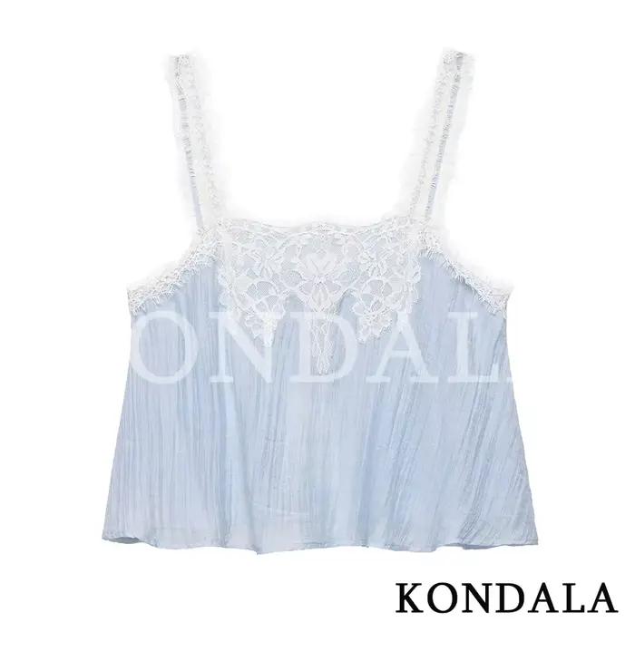Ensemble jupe et débardeur KONDALA chic décontracté en dentelle pour femme – Bleu ciel, idéal vacanc