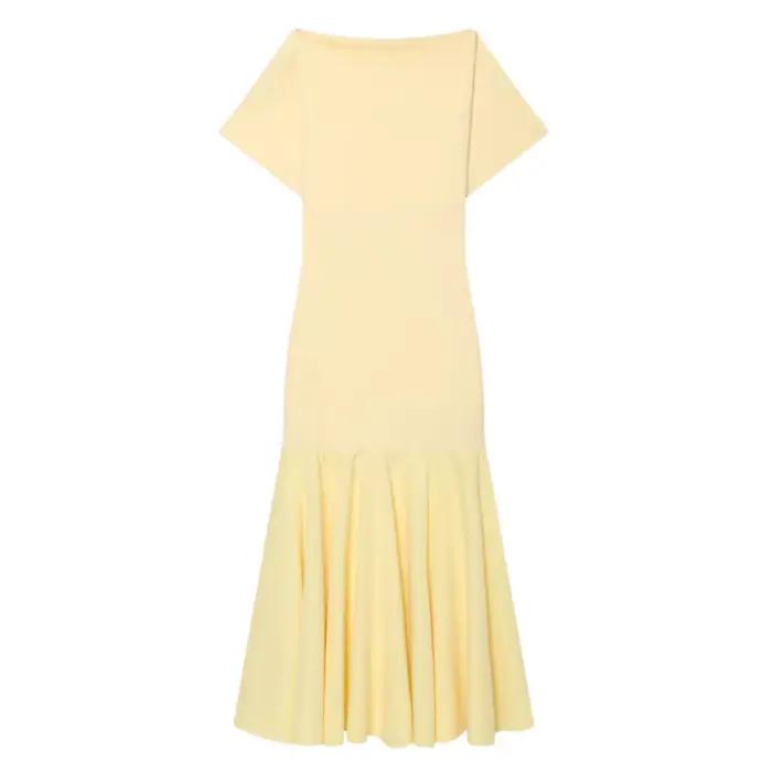 Robe longue élégante chic pour femme, col rond, manches courtes, fermeture éclair, drapée, tendance 
