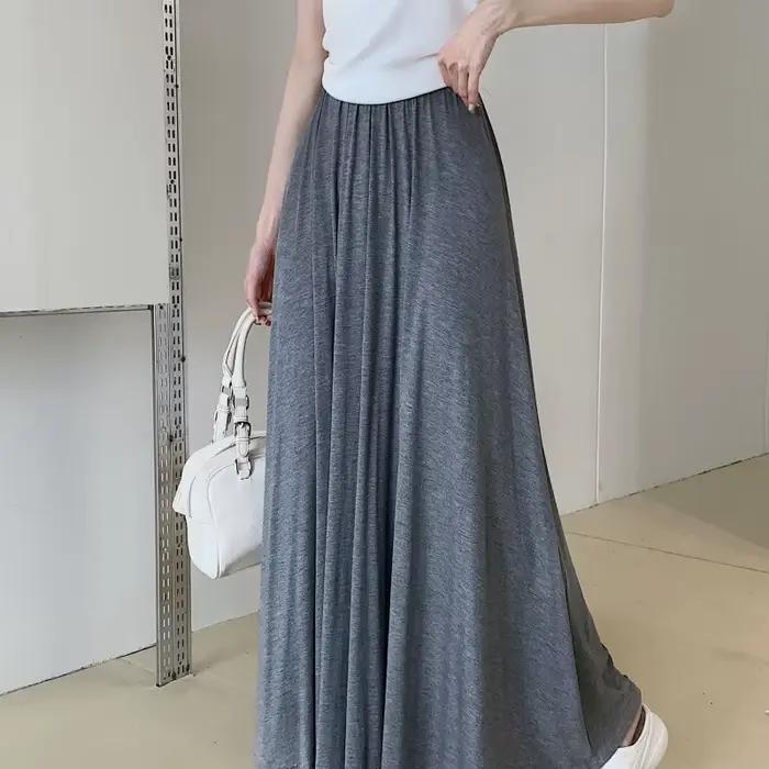 Nouvelle jupe évasée A-line pour femme, style décontracté, drapée, taille haute, grande ampleur, col