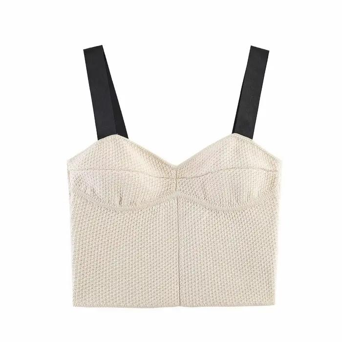 Ensemble jupe ballon en tricot pour femme, haut en tricot à bretelles et jupe à taille élastique à o
